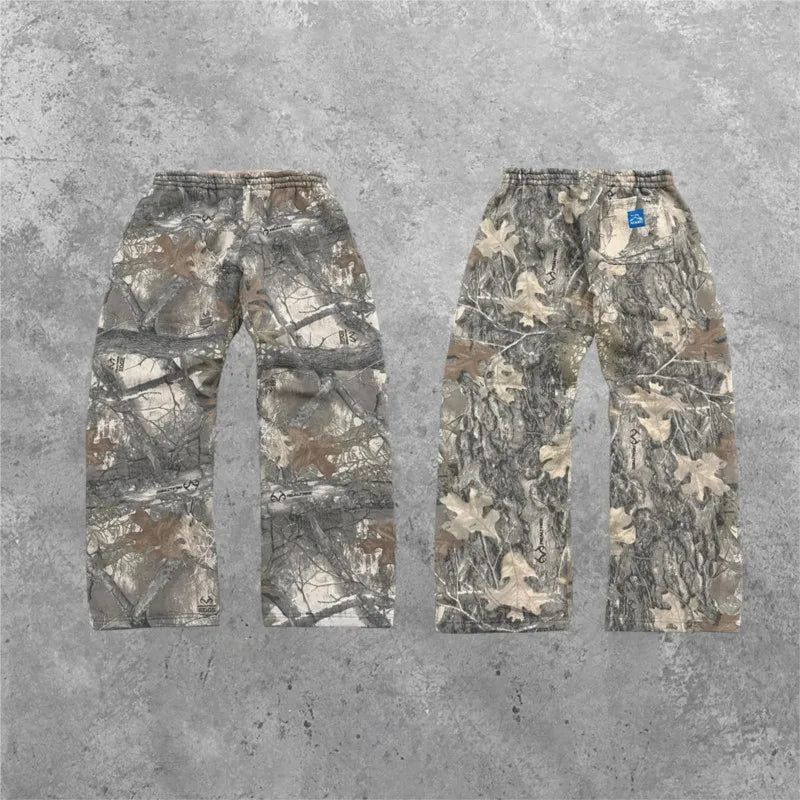 Y2K Streetwear Men Camouflage Pattern Print High